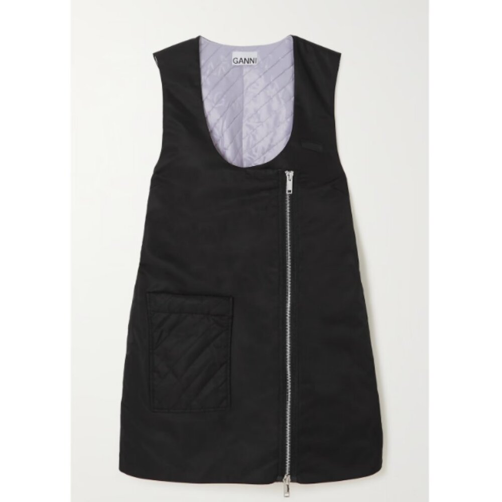 NWT GANNI Quilted Recycled Shell Mini Dress